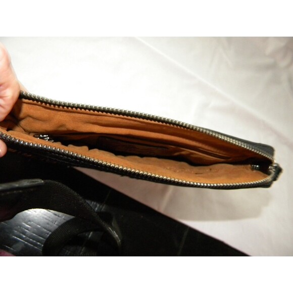 Patricia Nash Ebbe Woven Straw Cassini Leather Wristlet Striped Black - Picture 7 of 13